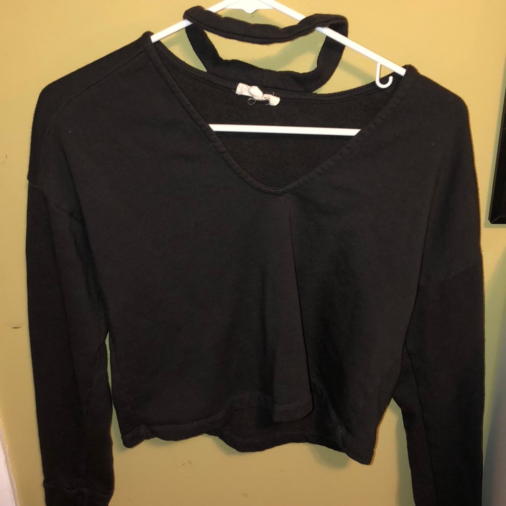 a crop top with a fleece choker built into it